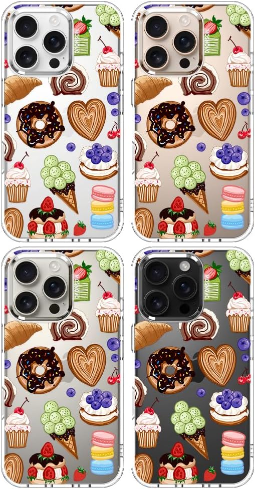 MOSNOVO for iPhone 16 Pro Case, Shockproof Military-Grade Protection 6.6ft Drop Tested, Clear Phone Case for iPhone 16 Pro, Sweet Treats Design