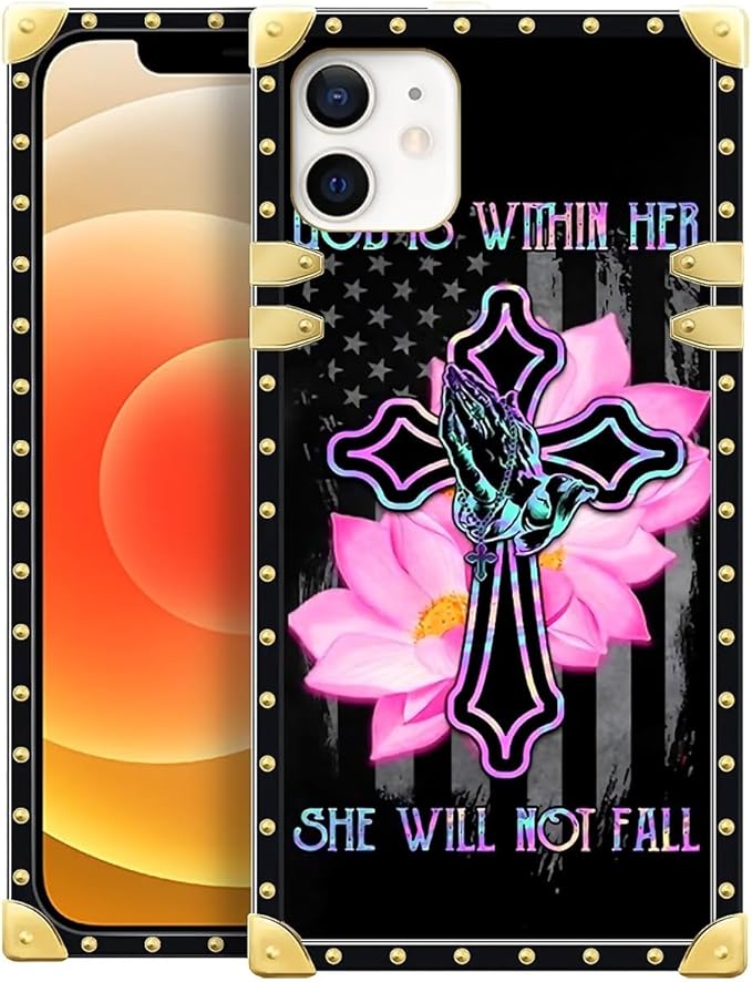Compatible with iPhone 11 Case, Praying Cross Hands Luxury Golden Decoration for Girl Women Soft TPU Shockproof Protective Hard PC Back for iPhone 11