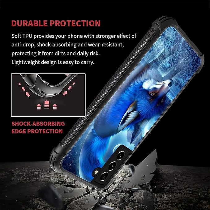 for Samsung Galaxy S22 Case, Snowy Mountain Fox Lake Pattern Graphic Design Girl Boy Soft Silicone Hard Acrylic Shock Protection for Samsung Galaxy S22