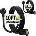 Vockjour 10 FT 2 Pack Black Low Profile Flat Plug 14 Gauge Heavy Duty Extension Cord, 14AWG 3-Wire Grounded Appliance Extension Cord, 15A/125V/1875W SJTW ETL Listed Power Cord