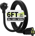Vockjour 6 FT Black Low Profile Flat Plug 14 Gauge Heavy Duty Extension Cord, 14AWG 3-Wire Grounded Appliance Extension Cord, 15A/125V/1875W SJTW ETL Listed Power Cord