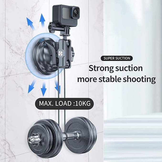 TELESIN Suction Cup Car Mount with Phone Holder, Windshield Window Dashboard Boats Vehicle Attach for DJI Osmo Pocket 4,Pocket 3,Action 6 5 Pro 4 GoPro Hero 13 12 11 10 9 Insta360 X5 Xtra Camera Mount