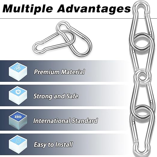 2.36'' Carabiner Clips, 1/4 Inch Heavy Duty Galvanized Steel Spring Snap Hook, Small Carabiner Clip 260LBS Holding Capacity Quick Link Clip Keychain for Hammock Dog Leash & Camping Gym(40 PCS M6)