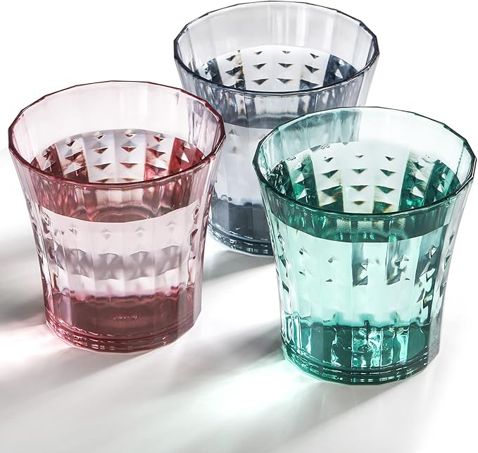 AVLA 12 Pack Plastic Water Tumblers, 10 OZ Unbreakable Acrylic Drinking Glasses, Transparent Reusable Juice Wine Cup, BPA-free Small Stackable Kids Drinkware for Home, Picnic, Party, Dishwasher Safe