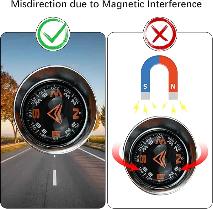 Mini Car Ball Compass, Marine Compass Interior Mount Dash Guide Hiking Accessories with Adhesive Tape, Automotive Dashboard Vehicle Direction Navigation Ball for Boat Car Truck Ship Outdoor