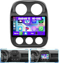 5Ghz WiFi [4G+64G] Android 15 Car Radio for Jeep Compass Patriot 2010-2016 Car Stereo with Wireless Carplay/Android Auto, 10 Inch HD Touch Screen with GPS Bluetooth FM/RDS EQ SWC Backup Camera MIC