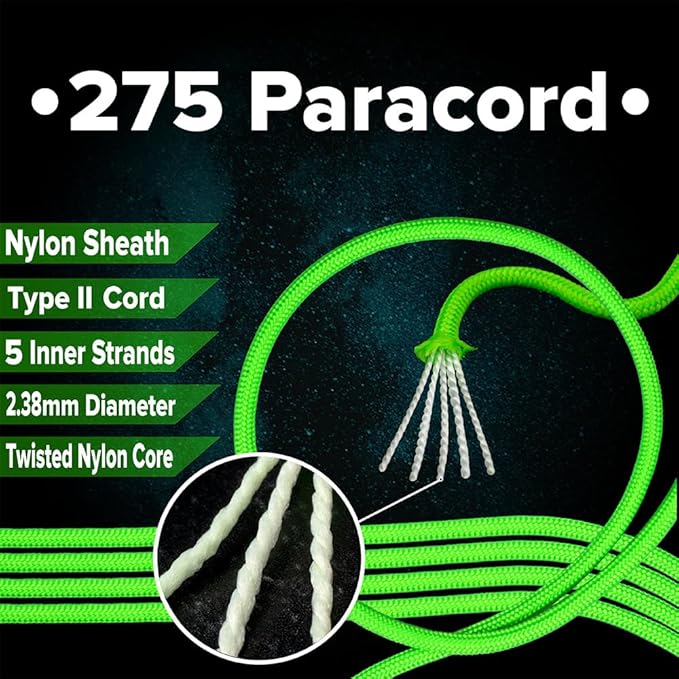 Paracord Planet 275lb Paracord – 3/32 Inch (2.38 mm) Nylon Crafting Cord with 5 Strand Inner Core – Turquoise (100 ft)