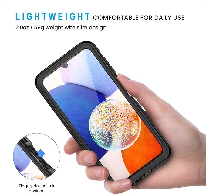 Lanhiem for Samsung Galaxy A14 5G Case, IP68 Waterproof Dustproof, Built-in Screen Protector, Heavy Duty Full Body Protective Phone Case for Galaxy A14 5G, Black/Clear