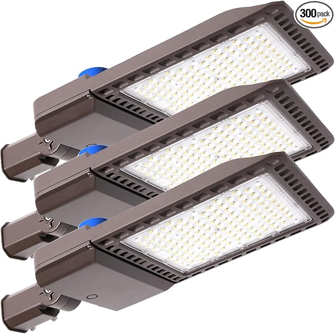 300W LED Parking Lot Light Outdoor 45000LM Bright Dusk to Dawn FloodLights for Street 5500K 100-277V Commercial Security IP65 Waterproof Exterior Lighting Yard Driveway Garage Park 3 Pack