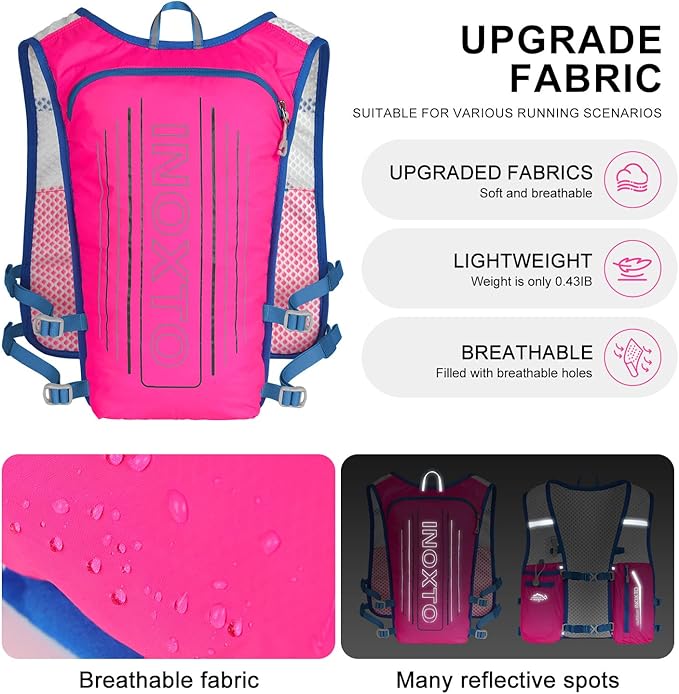 INOXTO Running Hydration Vest Backpack,Lightweight Insulated Pack with 1.5L Water Bladder Bag Daypack for Hiking Trail Running Cycling Race Marathon for Women Men