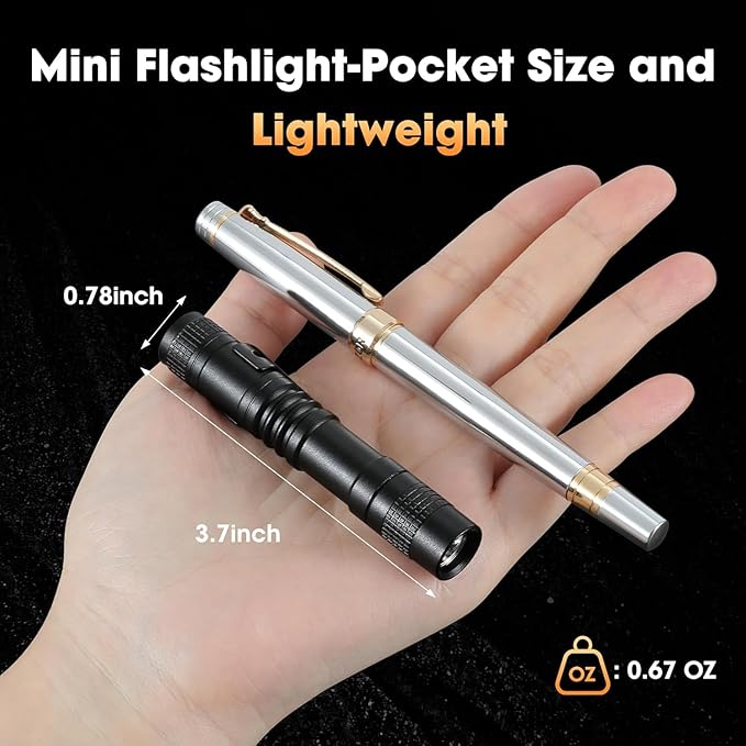 Mini Flashlight,3PCS Small Pen Light Flashlight with Clip,Waterproof Pocket LED Purse Light for Emergencies, Inspection(Battery Not Included)