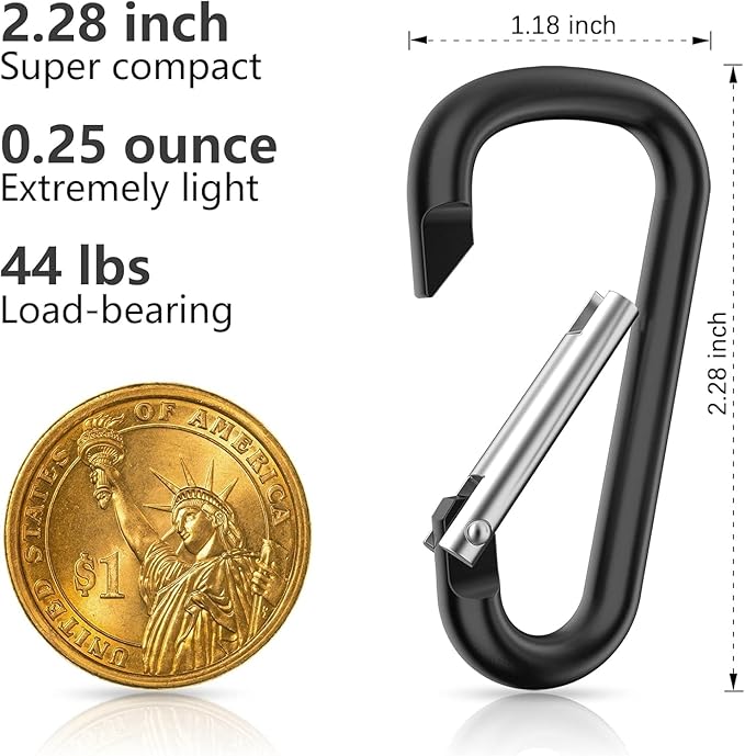 sprookber 2.28" Small Carabiner Clip Keychain, D Ring Caribeaner Clip, Key Clip Caribeener Multipurpose, Set of 20 Pack