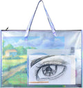 BUSOHA Large Clear Mesh Vinyl Bag with Handle and Zipper,19"X 25" Waterproof Art Storage Bag for Artworks, Charts and Teaching Material Multipurpose