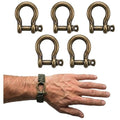 Antique Brass 5/32" Bow Shackle, 5 Pack with Tool, 1433lbs D-Ring Shackle Clasp, Small Stainless Style Anchor Shackle for Paracord Bracelet, Survival Gear