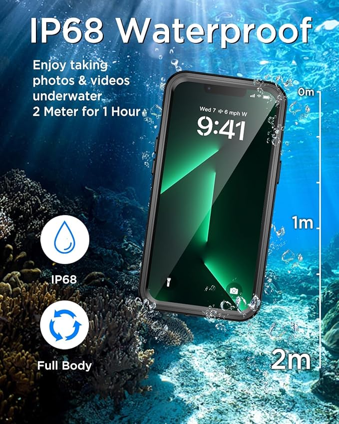 Beeasy for iPhone 13 Pro Waterproof Case with Magsafe, IP68 Underwater Military Grade, Phone Case with Shockproof, Dustproof, Rugged 360 Full Body Protection Cover with Built-in Screen Protector