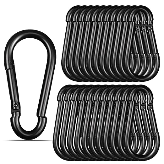 Black Carabiner, Heavy Duty Galvanized Steel Spring Snap Hook Carabiner Clips with 770LBS Holding Capacity, Ideal for Outdoor, Hammock, Swing and Travel (30PCS M10 4Inch)