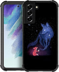 for Samsung Galaxy S22 Plus Case, Galaxy Fox Wolf Pattern Graphic Design Girl Boy Soft Silicone Hard Acrylic Shock Protection for Samsung Galaxy S22 Plus
