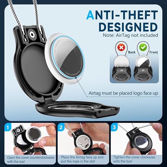 4 Pack Waterproof AirTag Holder for AirTag 1st & 2nd Generation,AirTag Keychain with Secure Lock,AirTags Case Cover for Apple AirTag Accessories for GPS Item Finder Tracker Luggage, Bag,Key,Pet,Black