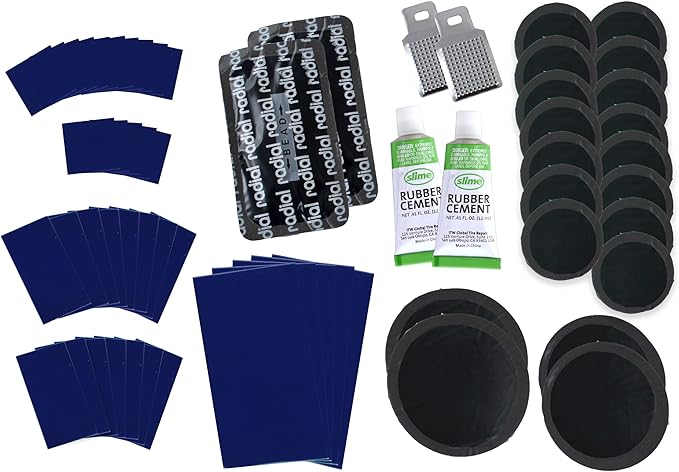 Slime 2033 Rubber Patch Kit, Patches with Glue, Storeage Box Included (56 Patches, scuffer, Glue)