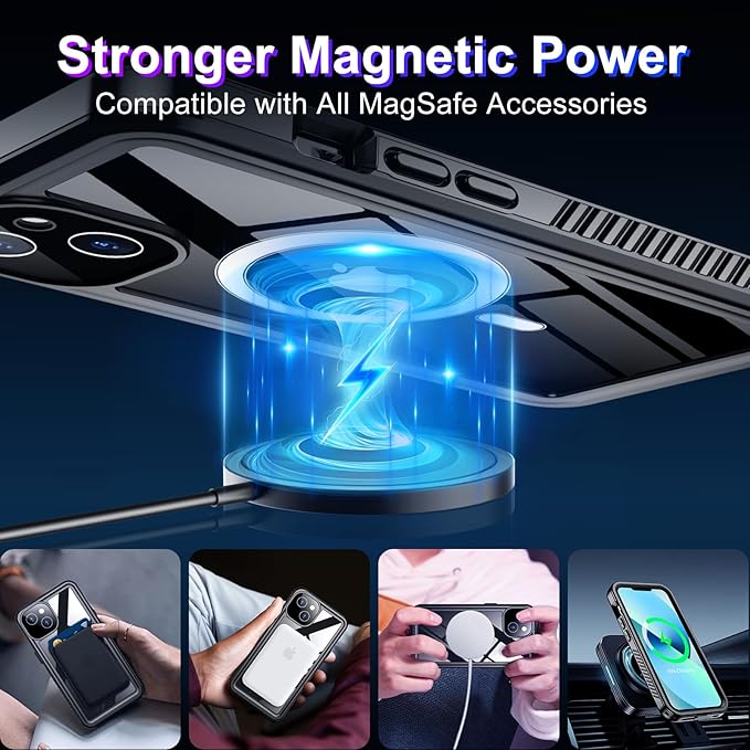 Red2Fire 2024 New Designed for iPhone 13 Case Waterproof,[Compatible with MagSafe][Built-in Camera & Screen Protector][Full Body Shockproof][IP68 Waterproof][Dustproof] Phone Case 6.1"