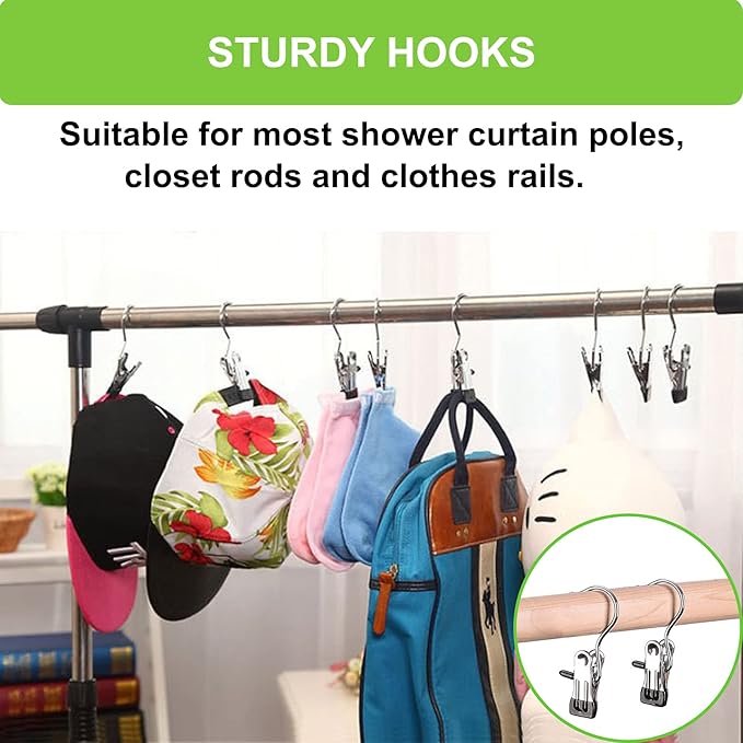 Boot Hangers Clips, 100 Pack Black Laundry Hooks Hanging Clips Clothes Pins Closet Hanger Organizer Clamps Socks Towel Clips