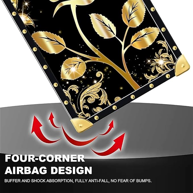 for iPhone 17 Air Case Luxury Golden Decoration for Girl Women Soft TPU Shockproof Protective Hard PC Back for iPhone 17 Air Crazy Pattern Shine Gold Rose