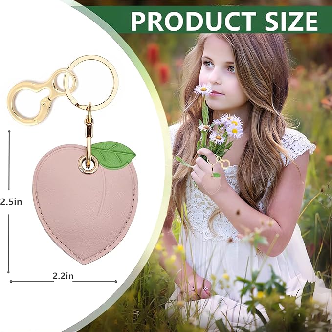 Leather Keychain Holder Case Compatible with AirTag,Cute air tag Cover with Keychain Ring,GPS Tracker Case for Keys