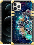 Compatible with iPhone 11 Pro Max Case, Starry Sky Colourful Mandala Luxury Golden Decoration for Girl Women Soft TPU Shockproof Protective Hard PC Back for iPhone 11 Pro Max