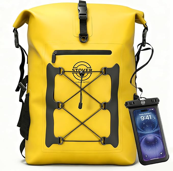 STOVER 5/10/25/30/40/55L Waterproof Dry Bag- Roll-Top Backpack w/Phone Case- Kayaking, Hiking, Camping, Boating- Men/Women
