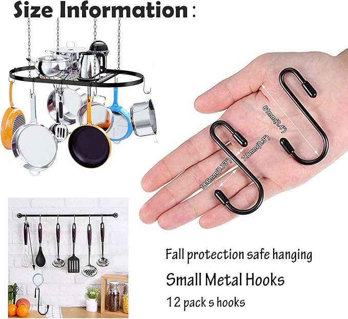 Anti Drop Wire Shelving S Hooks Metal Rack Hangers Untensil Hanging Hooks Shelves, Accessories Hangers (Shape A)