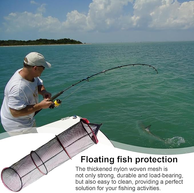 Fish Basket – 25x30cm/25x60cm/25x90cm Nylon, Portable Net Pen, Live Catch System | Perfect for Bank Fishing Activities, Boat Side Storage, Bait Preservation Needs, Outdoor Sports Gear
