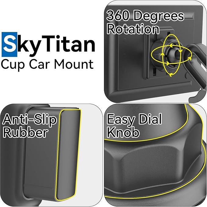 Cup Holder Car Mount for Portable CarPlay Screens, Adjustable Height, Flexible Long Arm, Alternative Cupholder Mounting Solution for in-Car Android Display Monitors (Bracket Adapter Included)