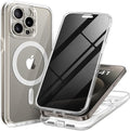 TIESZEN for iPhone 15 Pro Max Case, Compatible with MagSafe, Built-in Privacy Screen Protector and Camera Protection, Anti Spy Full Body Dustproof Shockproof Hard Phone Case 6.7",Clear