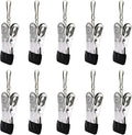 10PCS Small Clothes Pin with Hook for Easy Hanging, Stainless Steel Clothespins, Metal Laundry Grip Clips, Anti Rust, Multipurpose