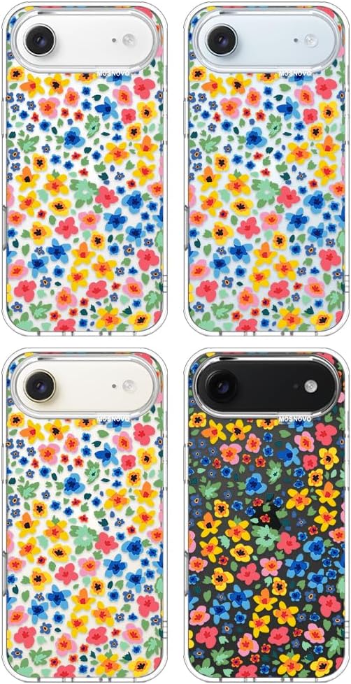 MOSNOVO for iPhone Air Case | Military Grade 6.6ft Drop Tested | Camera Control | Clear with Little Flowers Design
