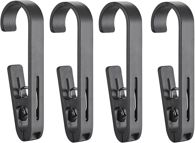 Large Laundry Hook Clothes pins Sock Clip Laundry Clips with Springs, Strong Plastic Clothes Drying Line Pegsfor Home Kitchen Outdoor Trip4Pcs (Black)