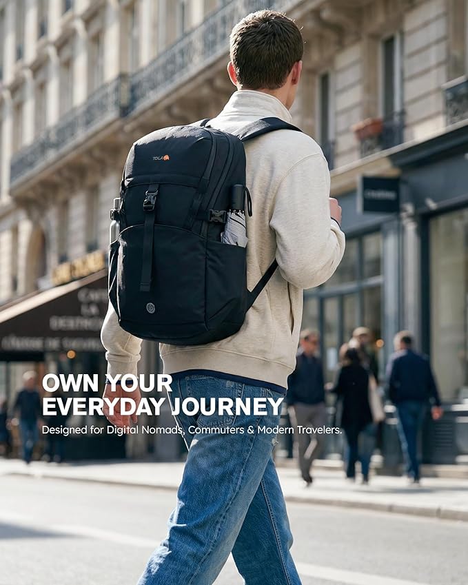 Tolaccea Daypack Backpacks Carry On 30L, Travel Backpack with Waterproof Zippers, Flight Approved Hand Luggage Casual Backpack for Men Women, Durable Bag for Work Business Hiking, Fits 15.6" Laptop