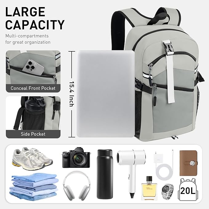 Small Hiking Backpack,20L Lightweight Travel Daypack,Ideal for Hiking,Traveling and Outdoor Adventure,Grey