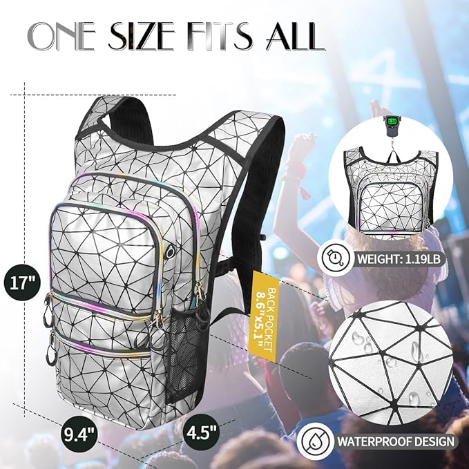 Hydration Pack, Water Backpack with 3L Hydration Bladder Lightweight Insulation, Festival Essential, Rave Hydration Backpack, Hydropack Backpack for Rave, Hiking, Biking, Festival Gear
