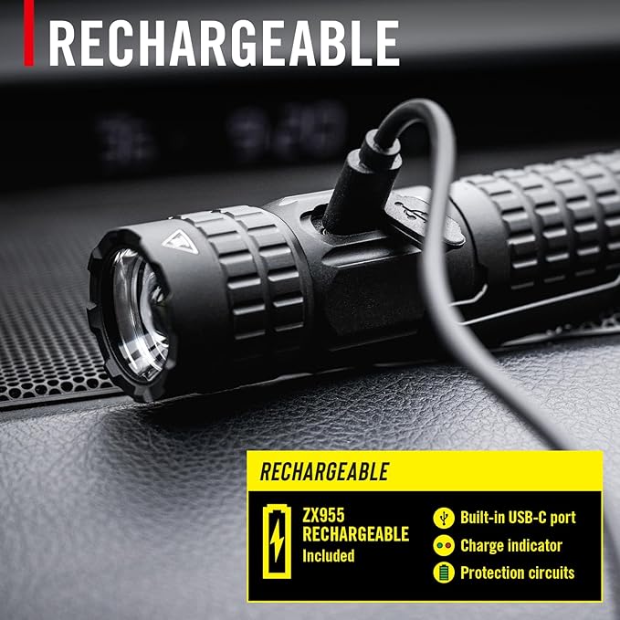 Coast PX200R 2000 Lumen Rechargeable LED Flashlight, Twist Focus, USB-C, 2-Position Pocket Clip