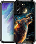 for Samsung Galaxy S22 Case, Star Cave Hungry Wolf Pattern Graphic Design Girl Boy Soft Silicone Hard Acrylic Shock Protection for Samsung Galaxy S22