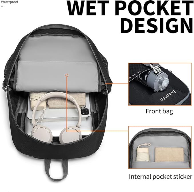 45L Lightweight Packable Backpack – Durable Foldable Daypack for Travel, Hiking, and Gym (Black)
