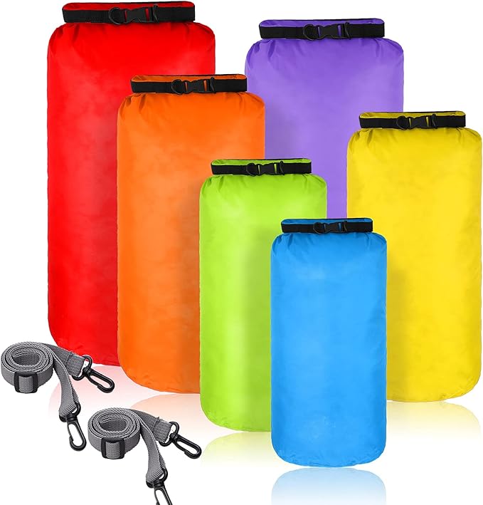 Shappy 6 Pcs Waterproof Dry Bag Set Ultralight Stuff Sack 20/15/10/8/5/3L Backpacking Bag with Long Adjustable Strap Outdoor Keep Gear Dry Sack for Camping Kayaking Boating Hiking Travel