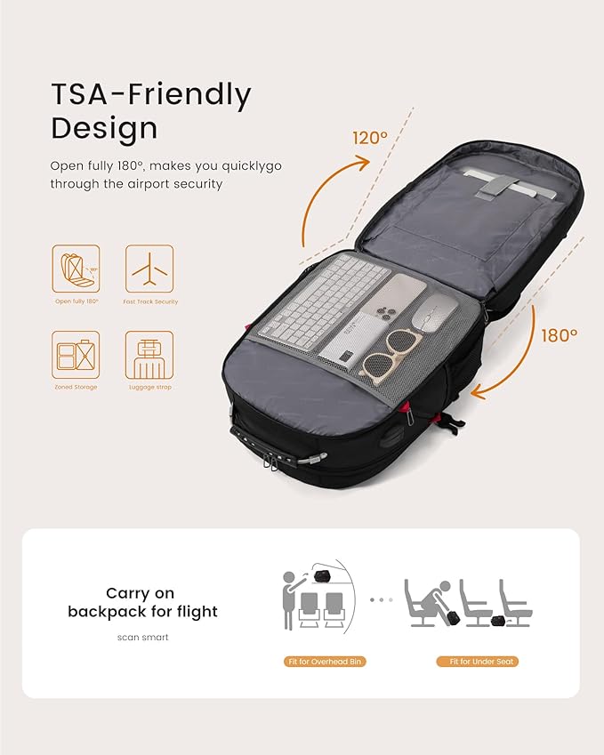 LOVEVOOK 17 Inch Laptop Backpack for Men Women, Waterproof Anti-Theft Travel Backpack with USB Charging Port & Lock Black