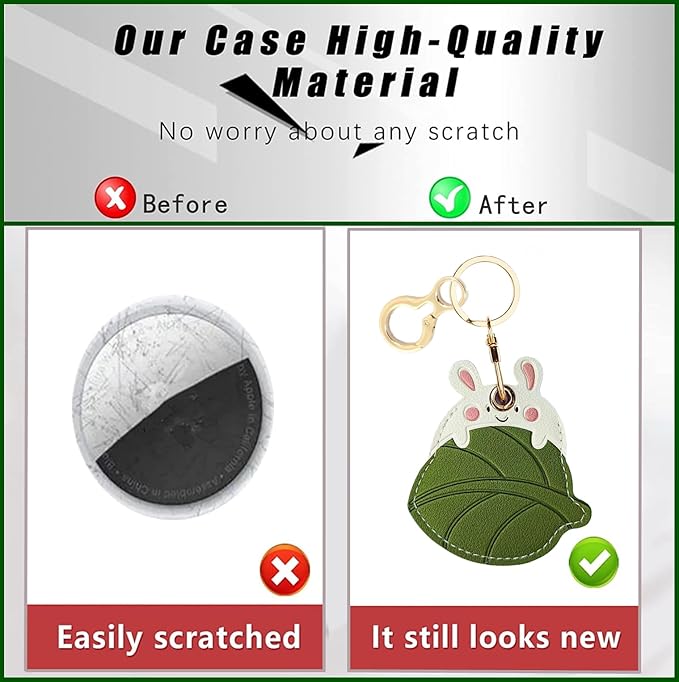 Leather Keychain Holder Case Compatible with AirTag,Cute air tag Cover with Keychain Ring,GPS Tracker Case for Keys