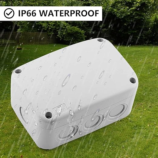 SuperInk White Outdoor Junction Box IP66 Waterproof Electrical Enclosure 4.9"x3.3"x2.3" PVC/ABS Weatherproof Project Box, Compact Electrical Case for Garden, CCTV, DIY Wiring,1PCS