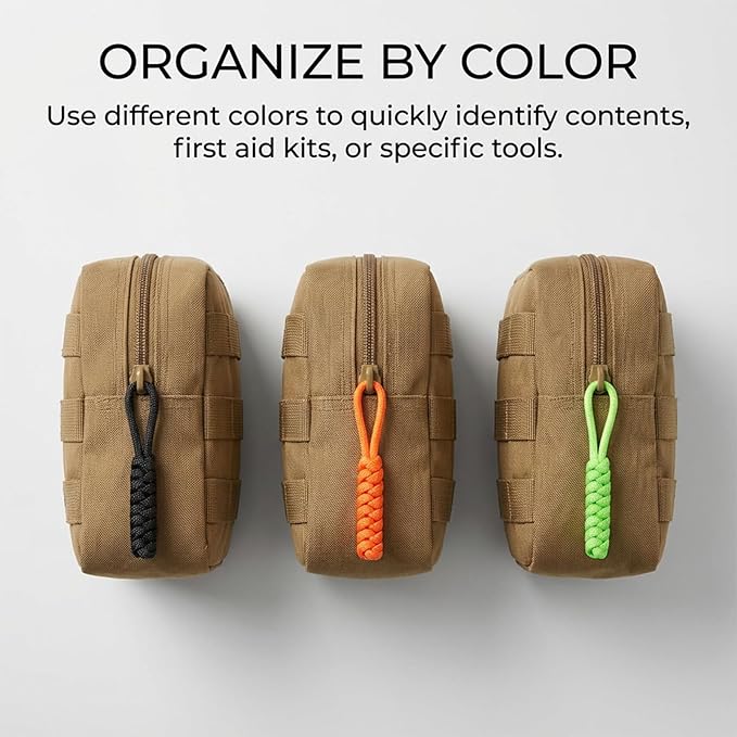 10 Pieces Paracord Zipper Pull Replacement Zipper Pulls Tab 4" Keychain Backpack Lanyards Universal Pulls Nylon Repair Slider Pull Tab Fixer for Backpacks Tents Trolley Traveling Cases Jackets