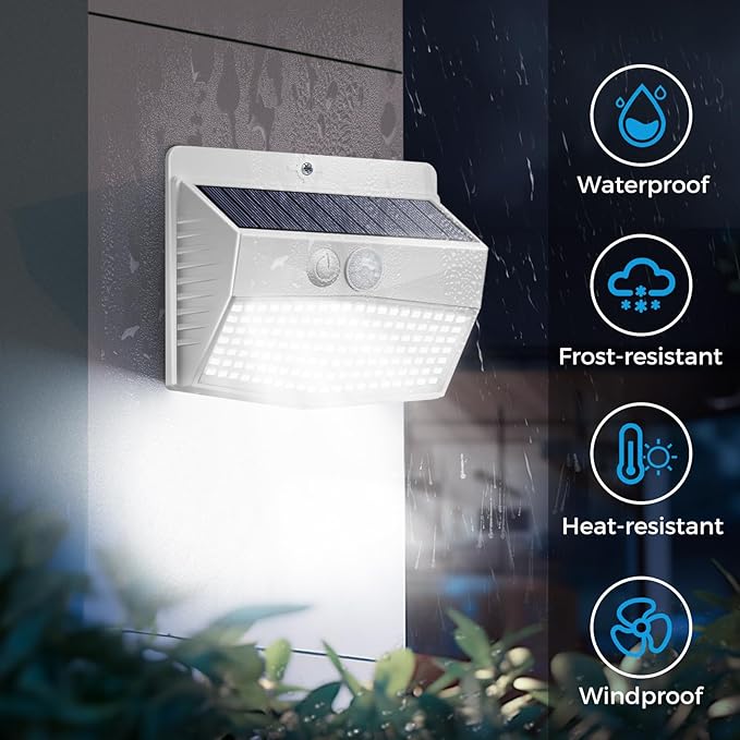 Peasur Solar Lights Outdoor Motion Sensor [20 Packs] Security Light with 3 Lighting Modes Wall Lights Waterproof Solar Powered Lights for Garden Fence Yard, White