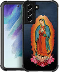 for Samsung Galaxy S21 Case, Red Virgen Guadalupe Pattern Graphic Design Girl Boy Soft Silicone Hard Acrylic Shock Protection for Samsung Galaxy S21