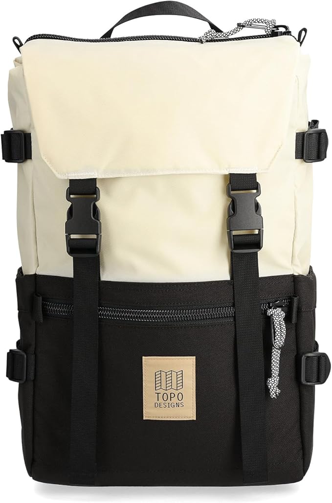 Topo Designs Rover Pack Classic - Laptop Tablet Daypack for Commutes, Day Trips, Hikes, Iconic Denver Design, PFAS-Free, Fair Trade, BlueSign Backpack (Bone White/Black)